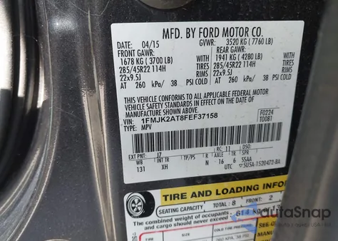 2015 Ford Expedition El Limited from USA, damaged, VIN 1FMJK2AT8FEF37158